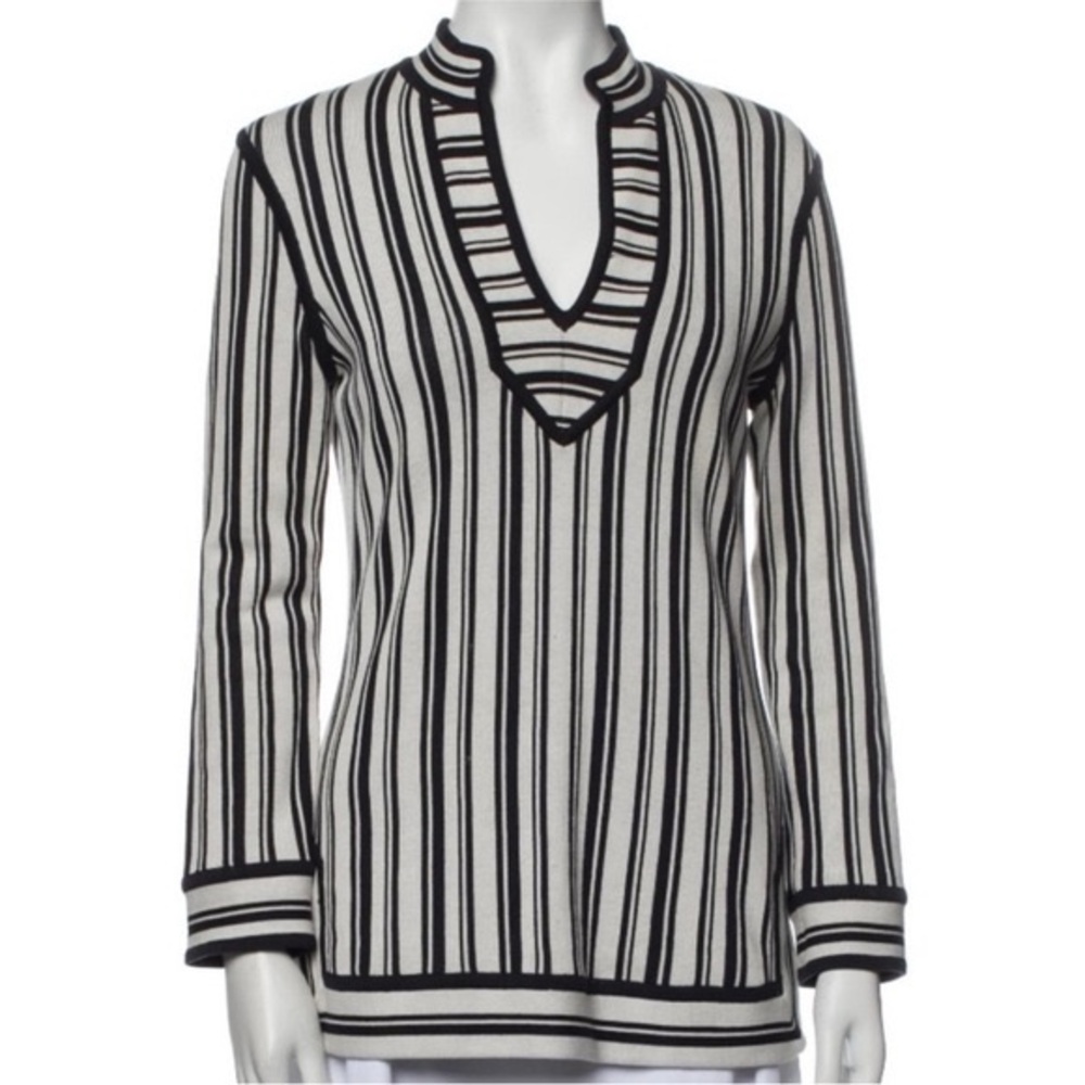 NWT Tory Burch Black and White Striped Gina Tunic Women’s Size Small